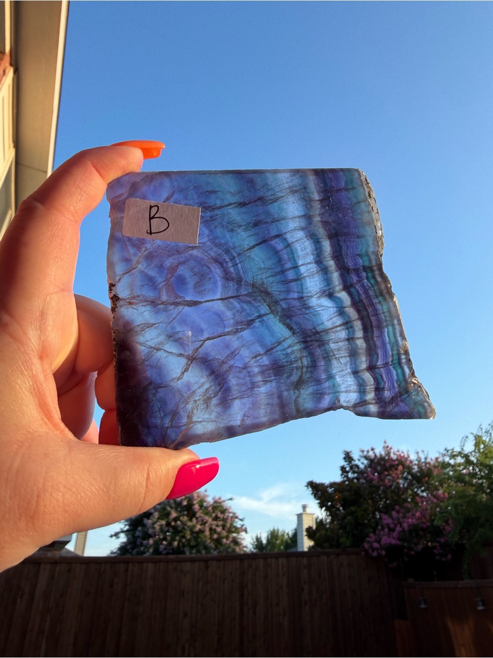 Blue Purple Fluorite Slab - Iridescent Display Piece B
